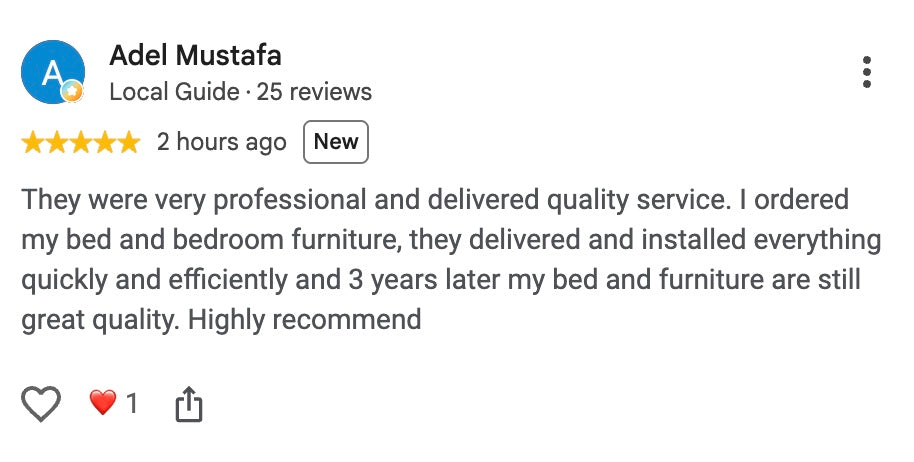 Five-star Google review from Adel Mustafa
