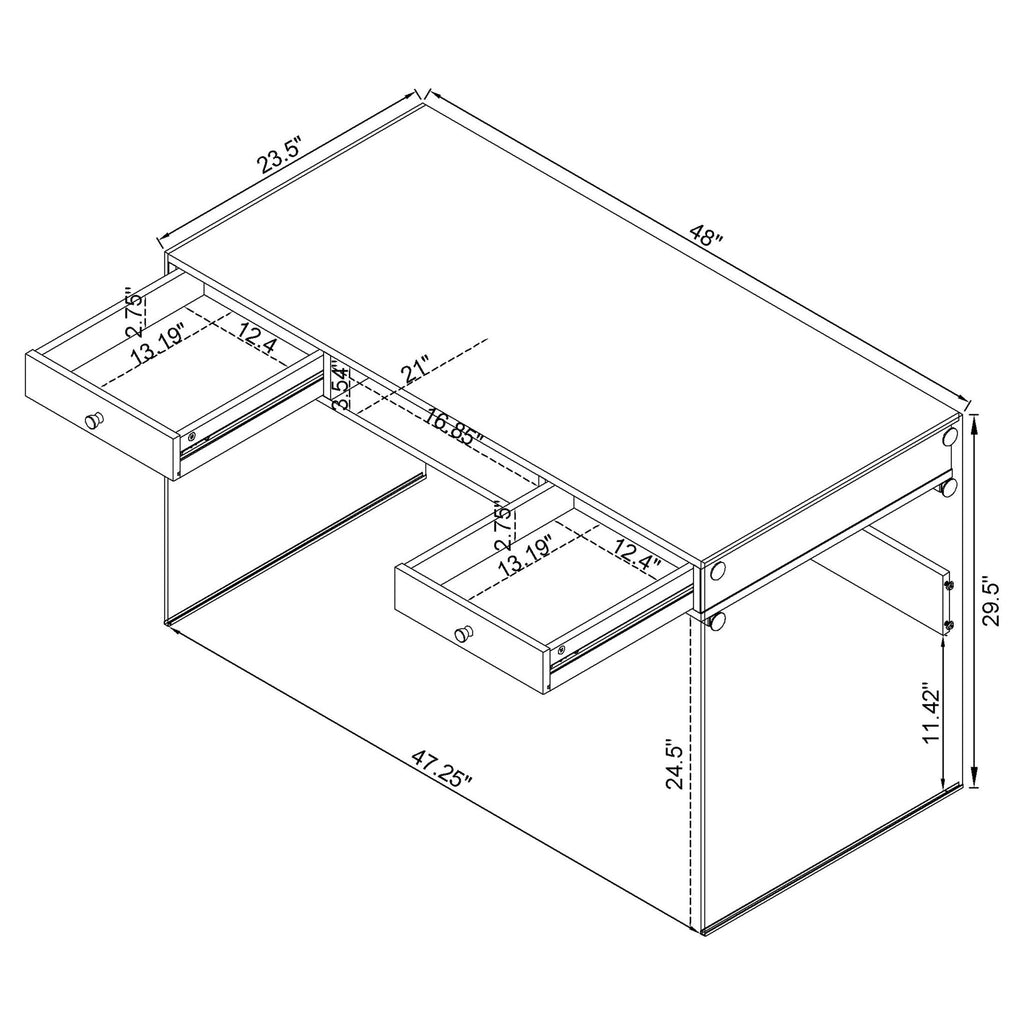 Barretta - 2 Drawer Writing Desk - Gloss White