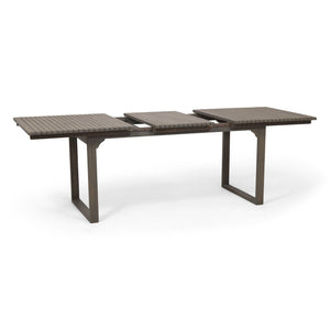 Outdoor Expandable Acacia Wood Dining Table With U Shaped Leg