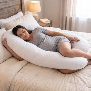 U - Shape Pregnancy Body Pillow For Side Sleeper Support - White