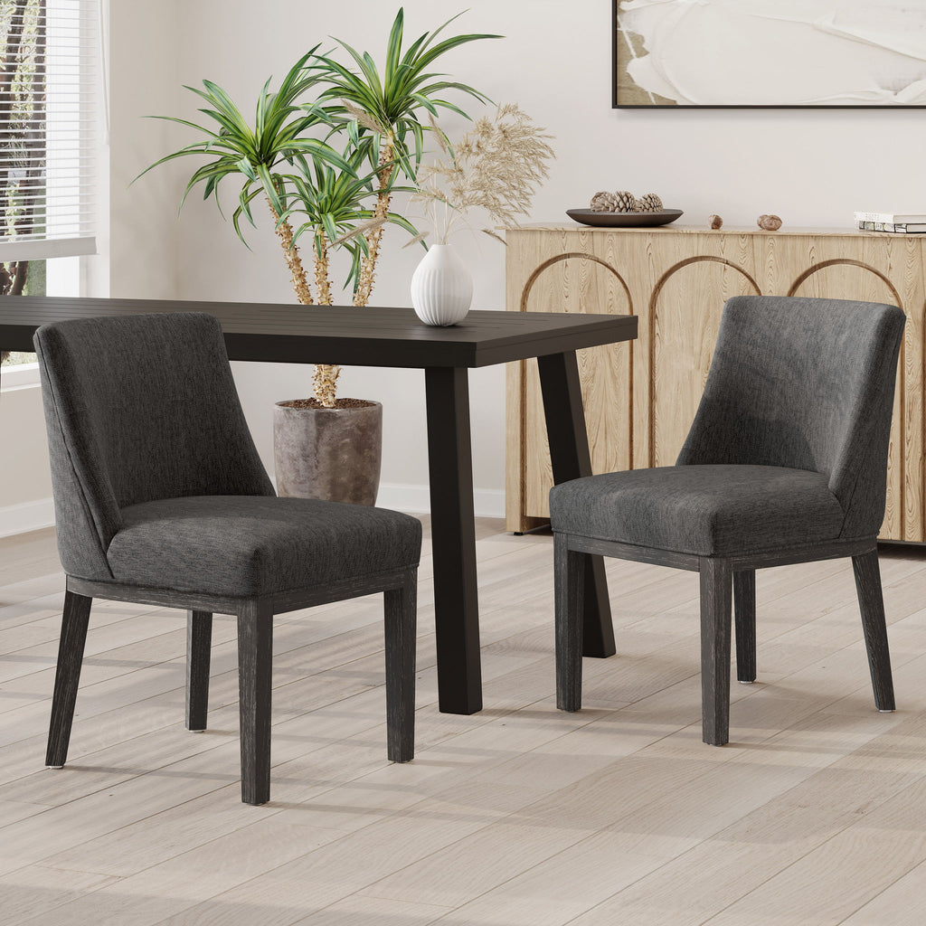 Modern Dining Chair With Durable Fabric Upholstery And Sturdy Wooden Frame (Set of 2)