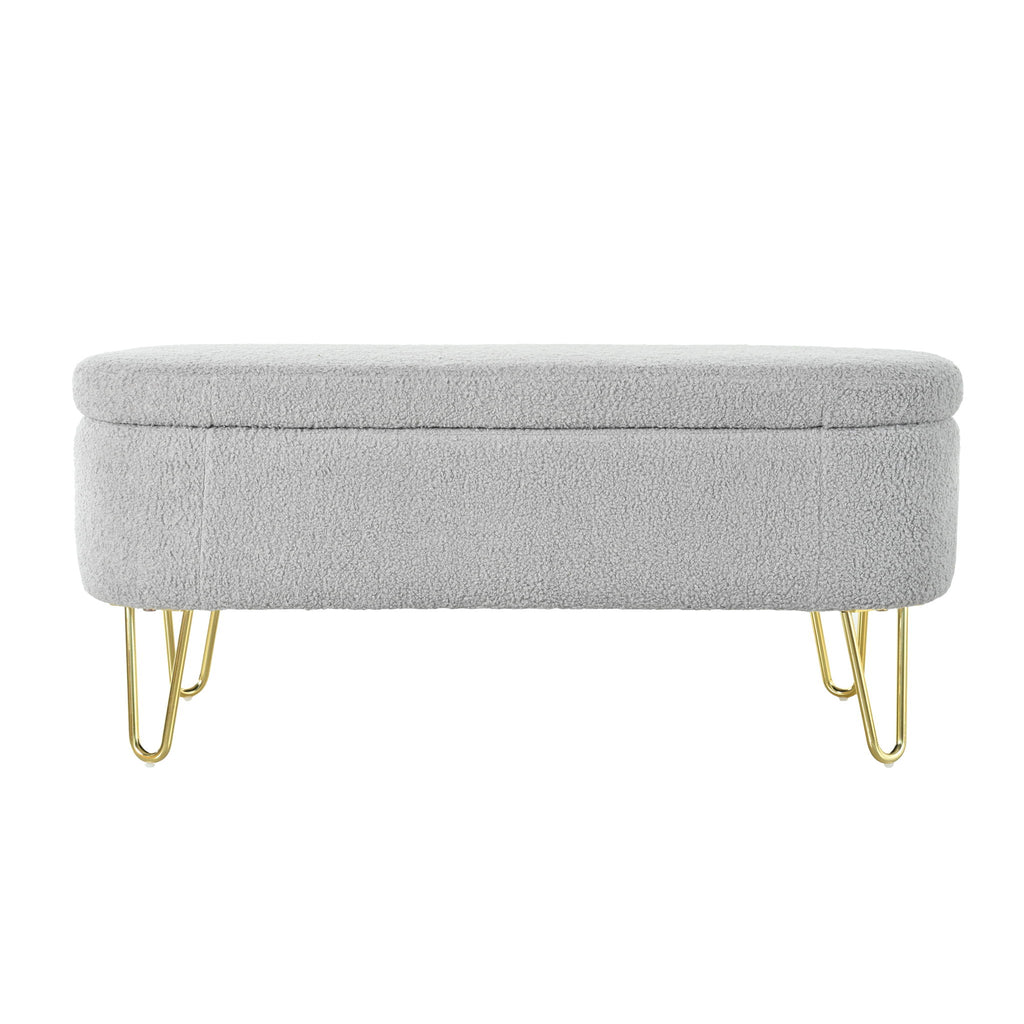 Upholstered Oval Storage Bench For Living Room