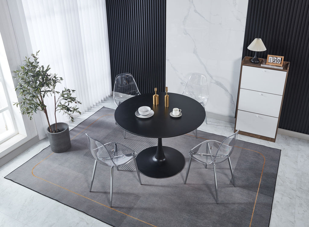 Transparent Plastic Seat Dining Chair (Set of 4)