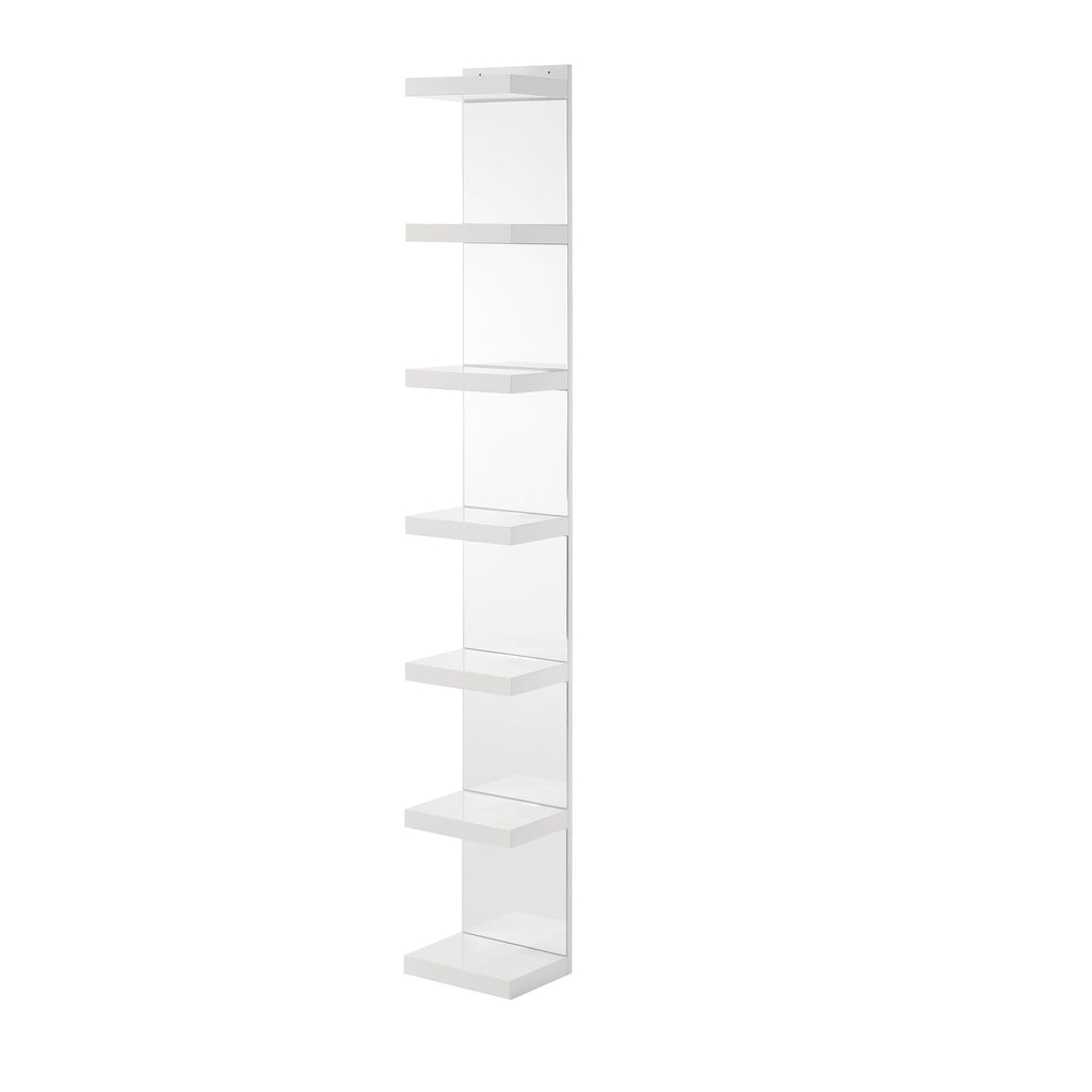 Glam Open Shelving Rack With Mirrored Back For Living Room - Cream / White