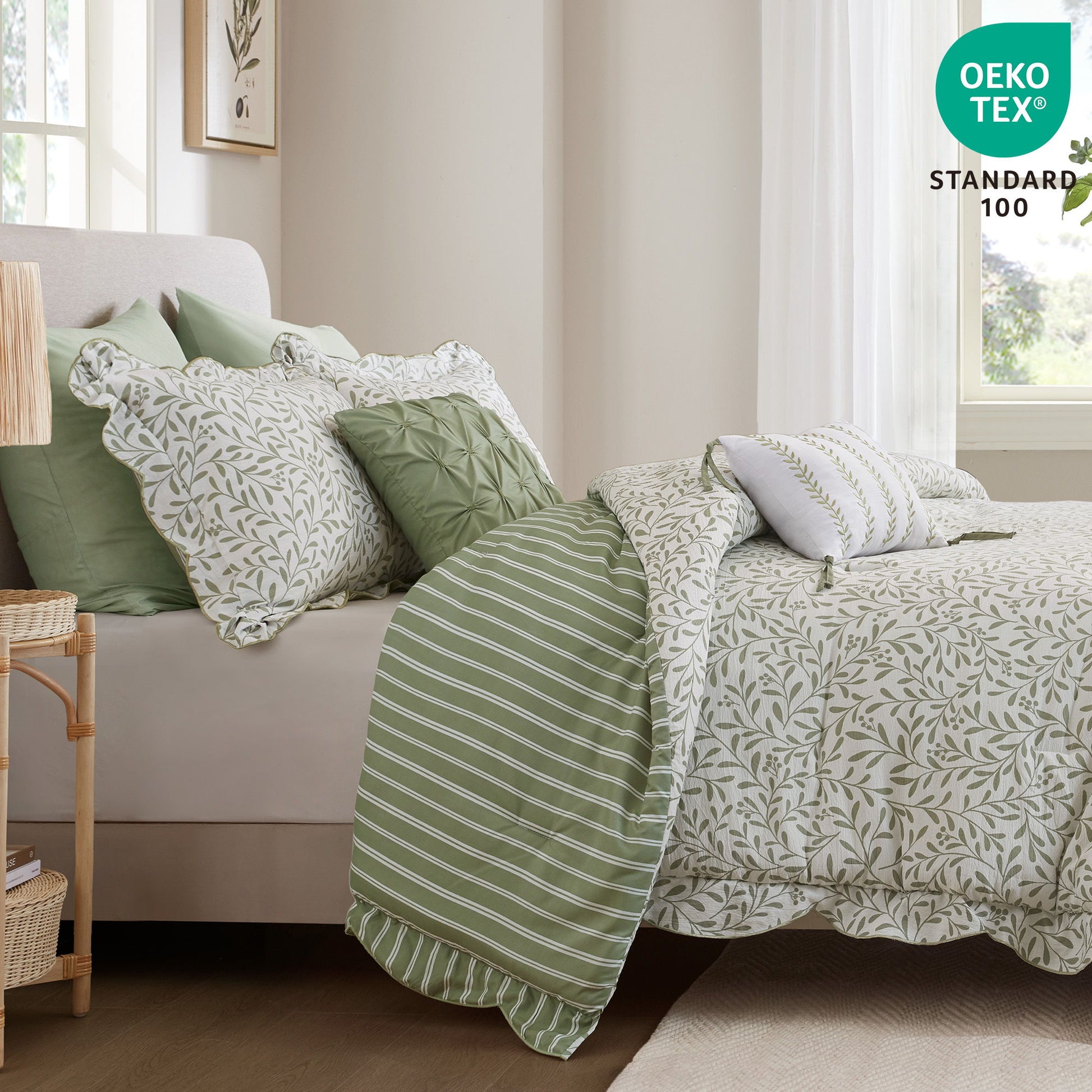 Darcy - 5 Piece Print Comforter Set - Sage Green