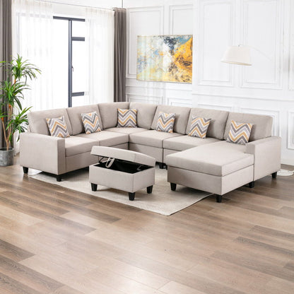 Nolan - 7 Piece Sectional Sofa With Pillows And Interchangeable Legs