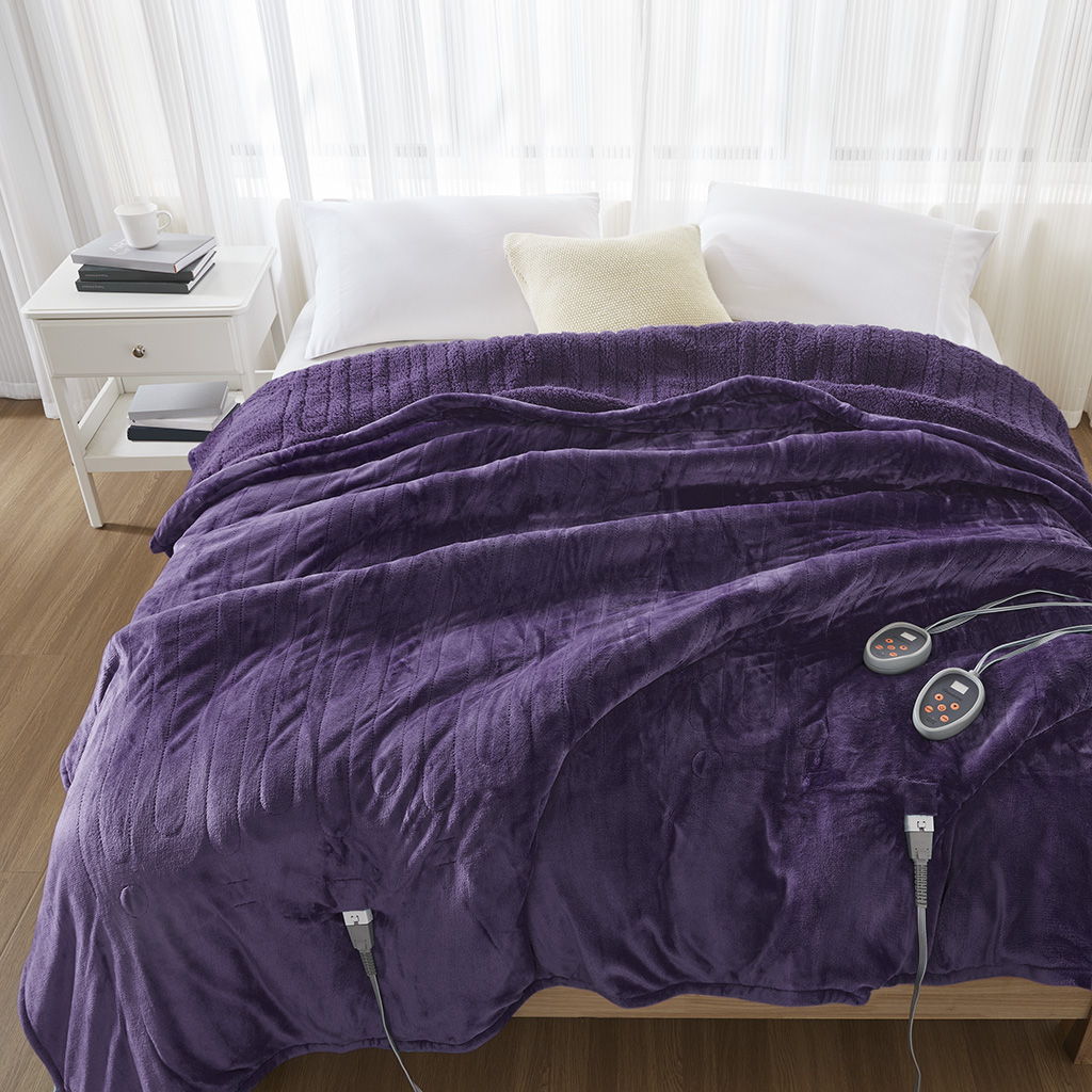 Heated Microlight to Berber - Blanket - Purple