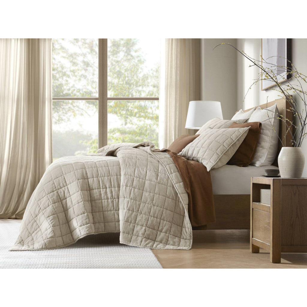 100% Linen - Full/Queen Linen Garment Washed Quilt Set - Linen