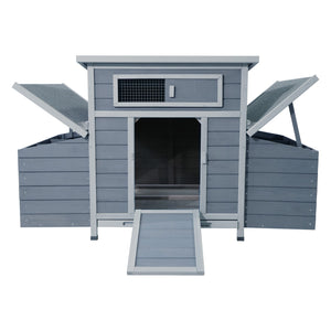 Chicken Coop, Large Outdoor Hen House With Run And Nesting Box Poultry Cage, Rabbit Hutch - Grayish Purple