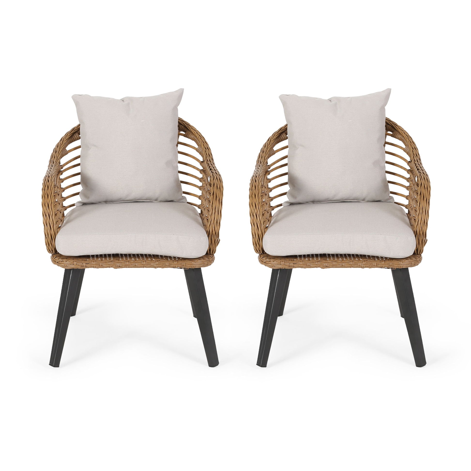 Outdoor Accent Chair With Aluminum Frame And Rattan Seating