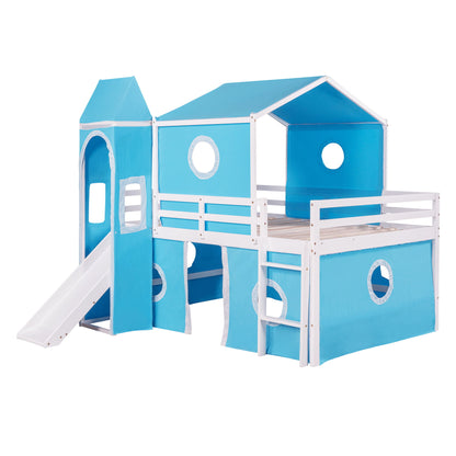 Loft Bed With Slide Tent And Tower