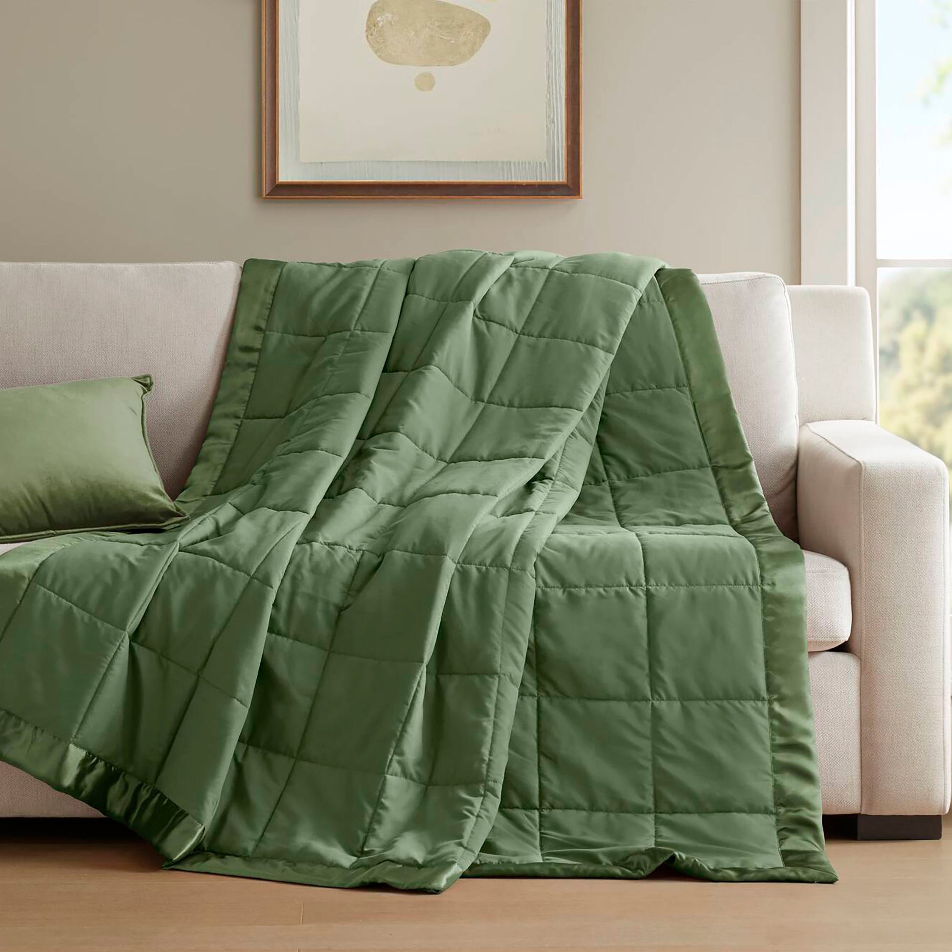 Windom - Full/Queen Lightweight Down Alternative Blanket With Satin Trim - Green