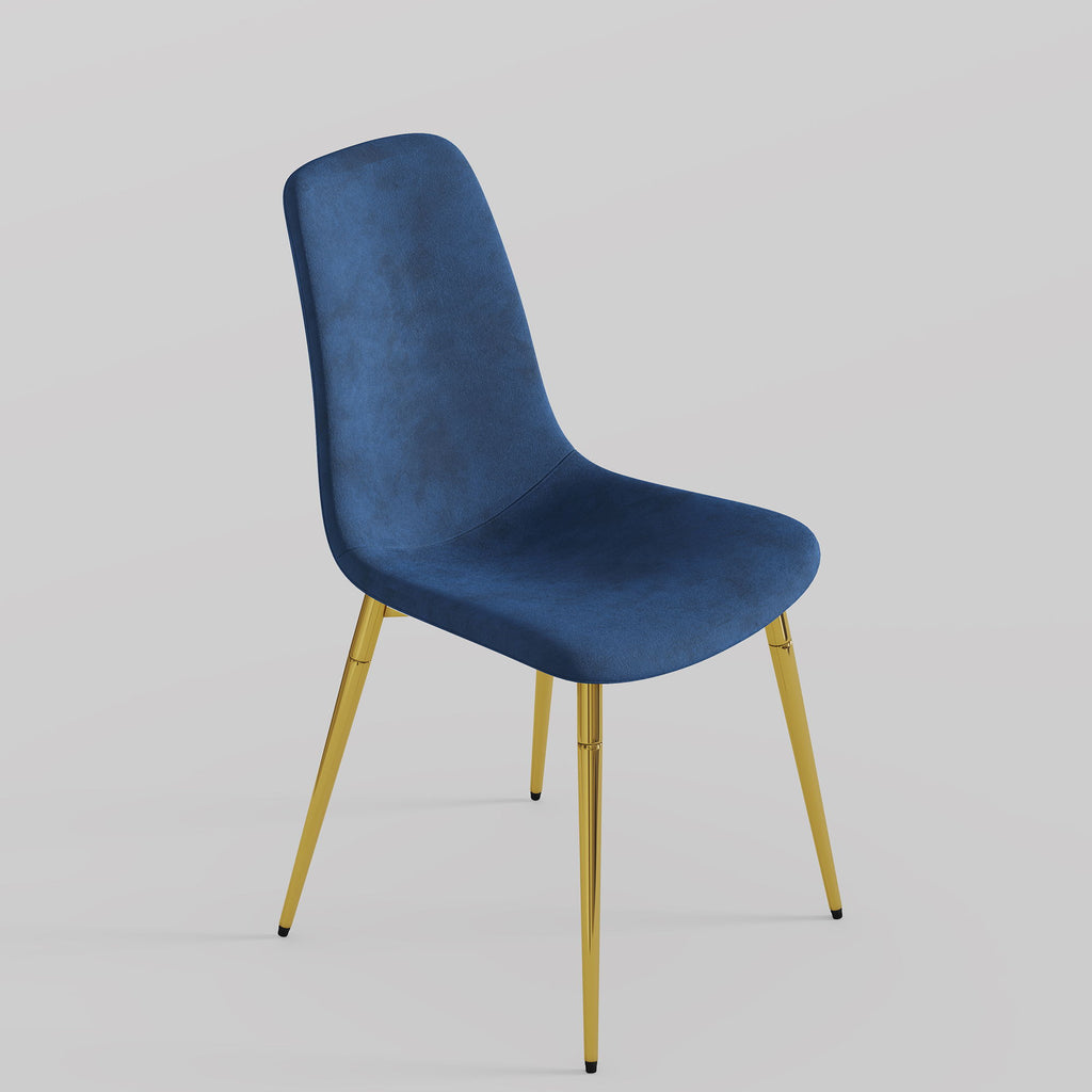 Fabric Dining Chairs, Upholstered Armless Accent Chairs, Classical Appearance And Metal Legs (Set of 4)