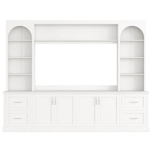 Arched Entertainment Center Wall Unit With Drawers, TV Stand