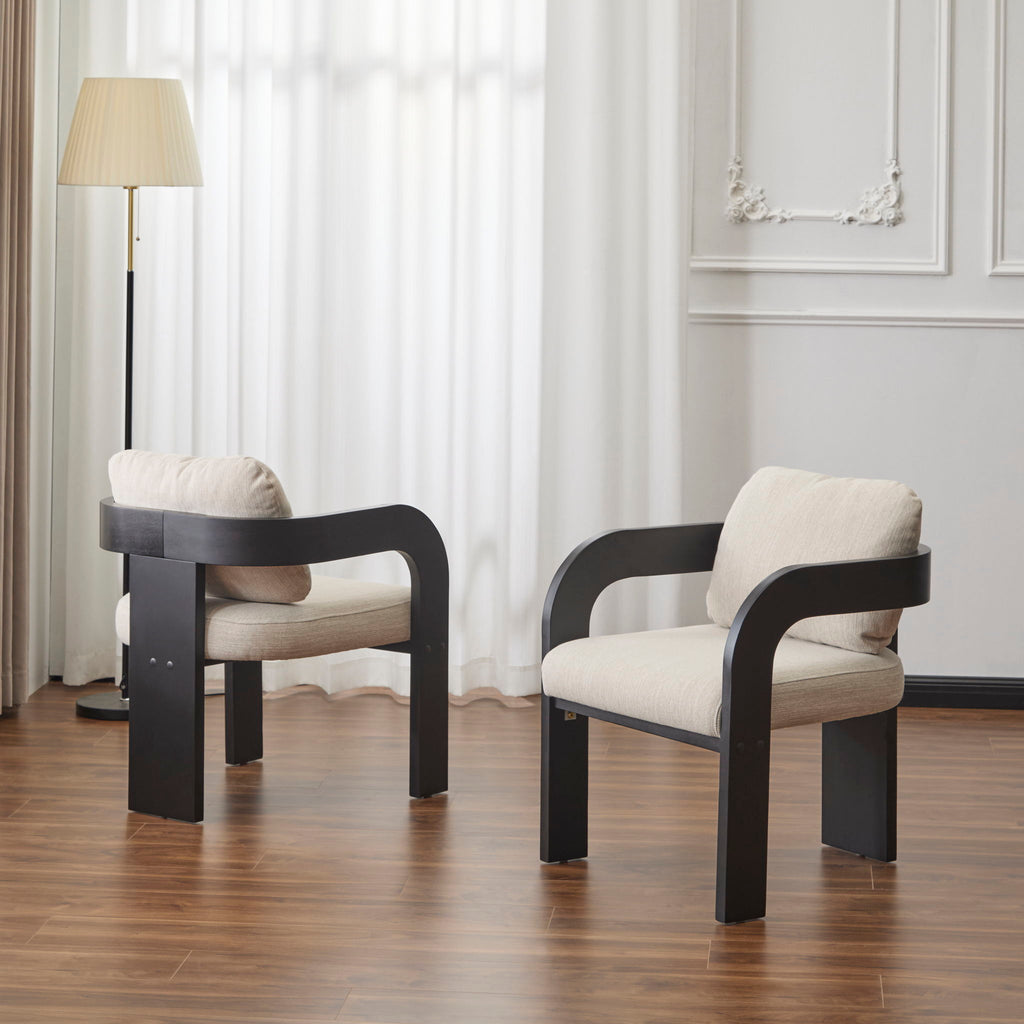 Dining Chairs & Pillow Back (Set of 2) - Beige / Black