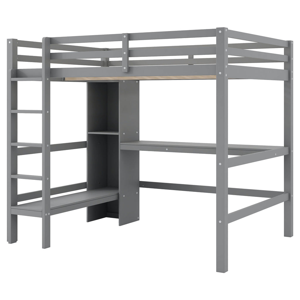 Loft Bed With Built In Desk And Multifunction Shelves