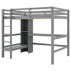 Loft Bed With Built In Desk And Multifunction Shelves
