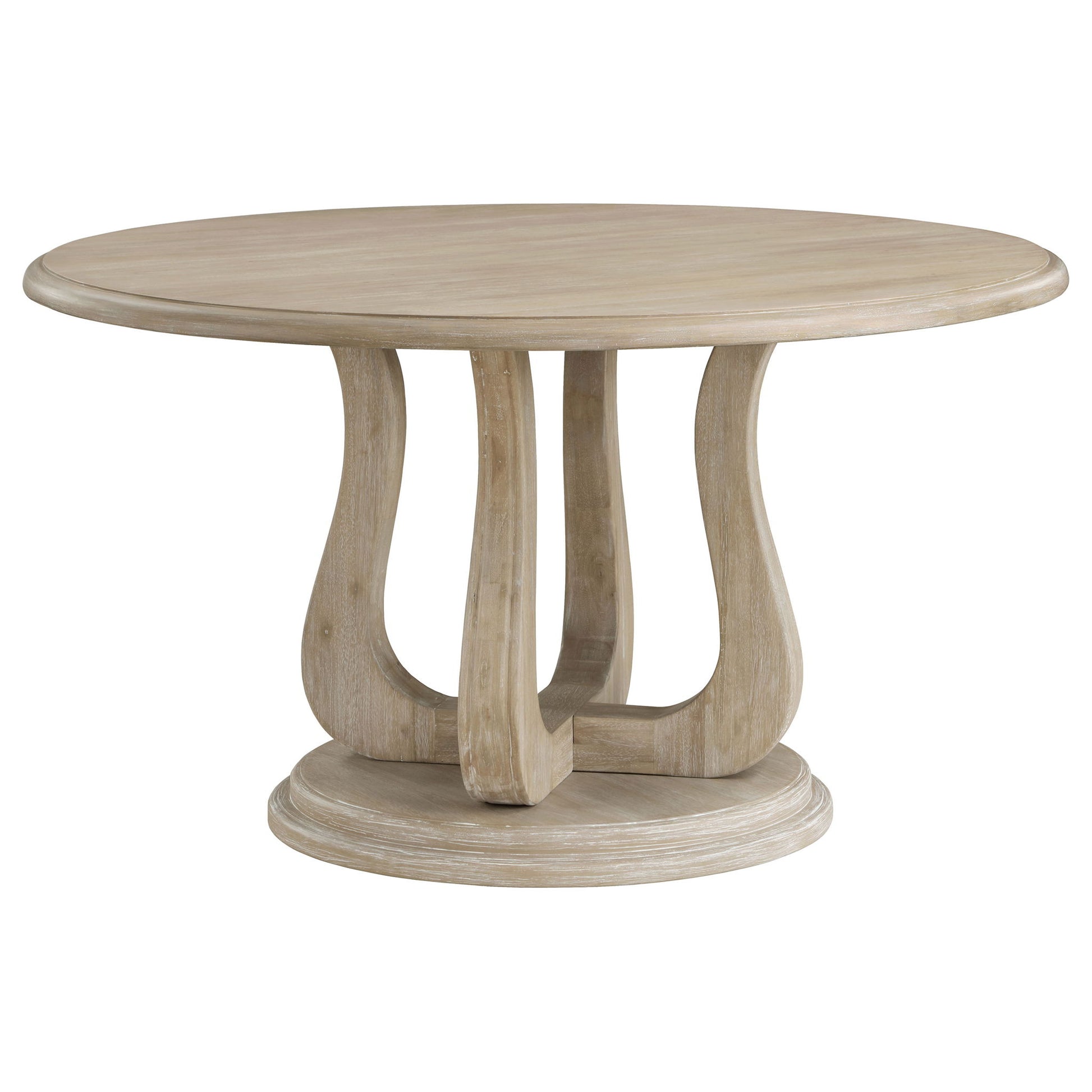 Rodota - 5 Piece Round Dining Table Set With Upholstered Chairs - White Washed