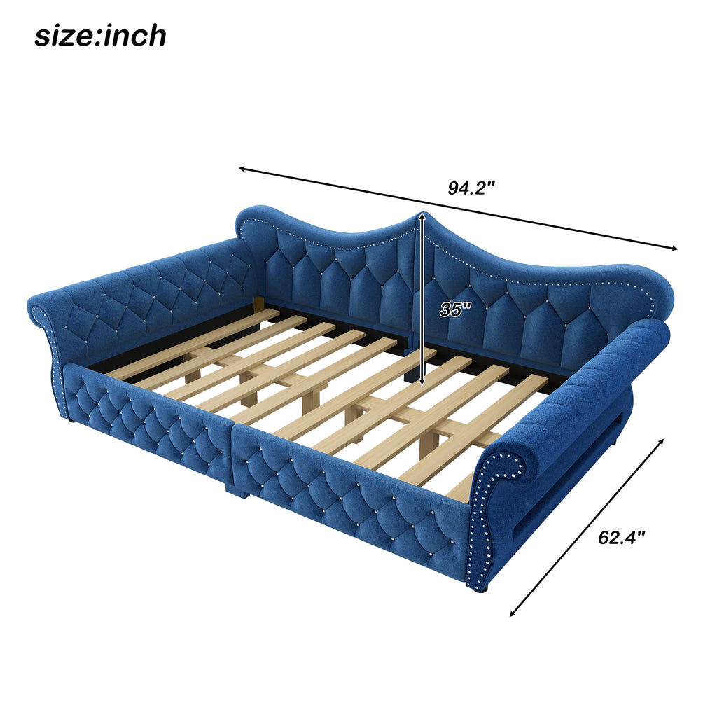 Upholstered Daybed With LED Lighting And Nailhead Trim