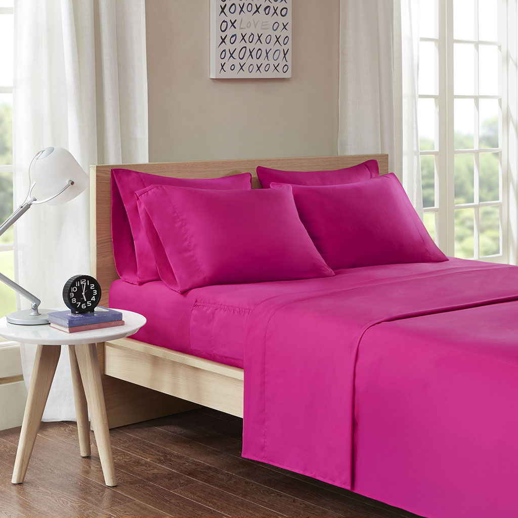 Queen Sheet Set With Side Storage Pockets - Pink