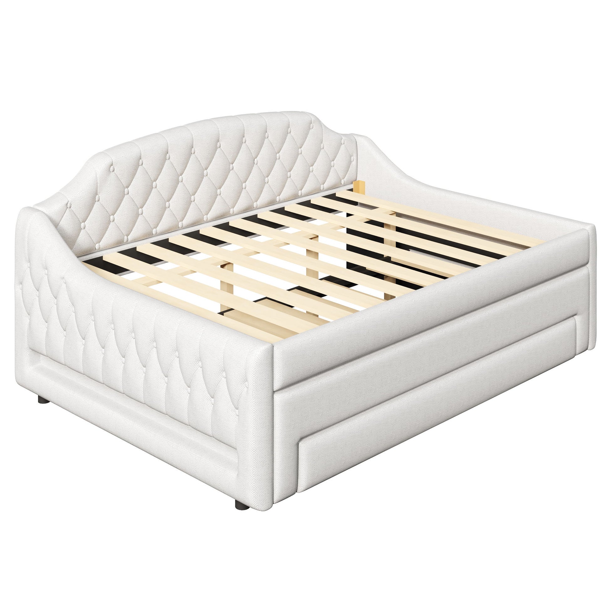 Upholstered Daybed With LED Belt, Trundle And 3 Drawers