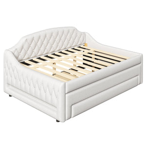 Upholstered Daybed With LED Belt, Trundle And 3 Drawers
