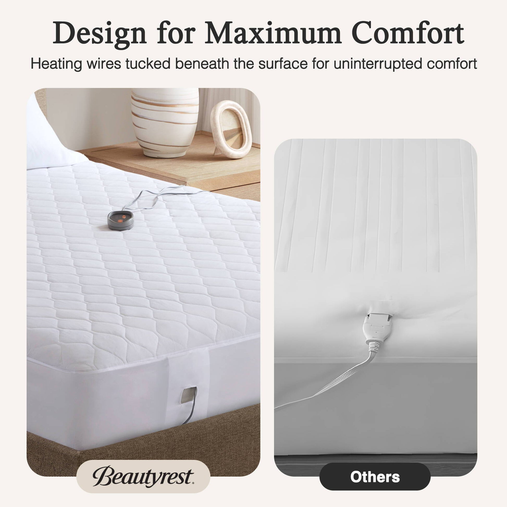 Cotton Blend - King Heated Mattress Pad - White
