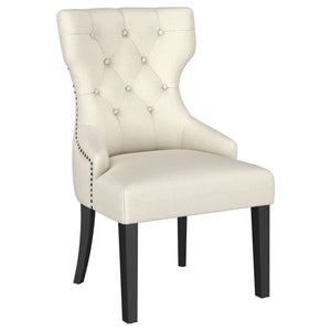 Gillian - Upholstered Dining Side Chair With Wingback Design - Beige / Black