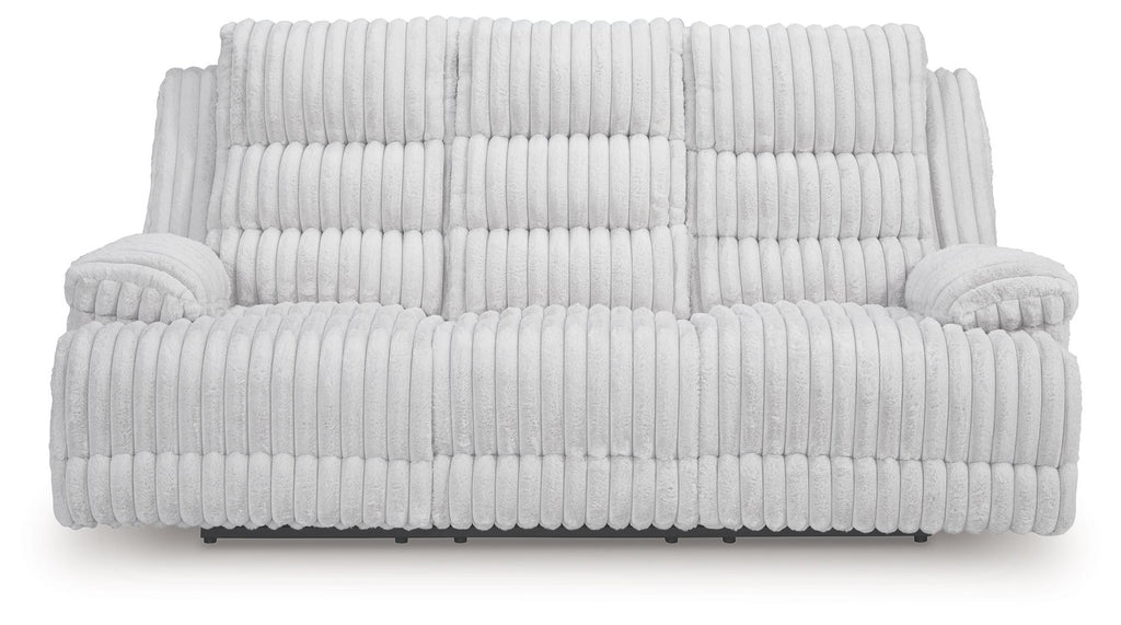 Rhines Falls - Reclining Power Sofa With Drop Down Table - Alloy