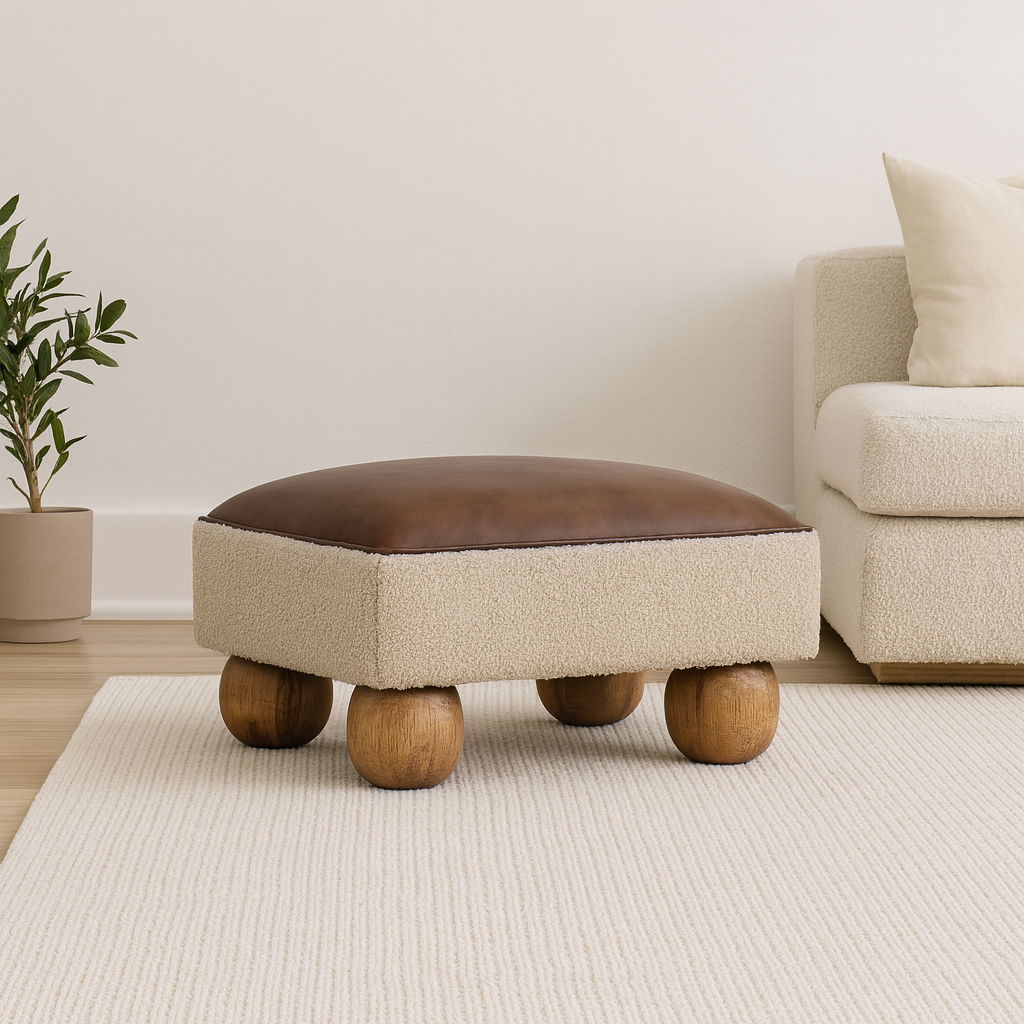 Vintage Ball Footstool - Brown