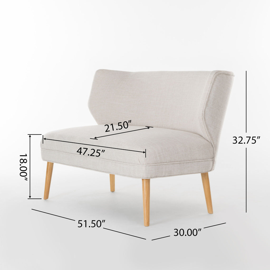 Elegant Classic Upholstered Loveseat With Curved Backrest