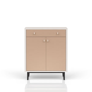 Bar Cabinet With Large Storage - White / Pecan