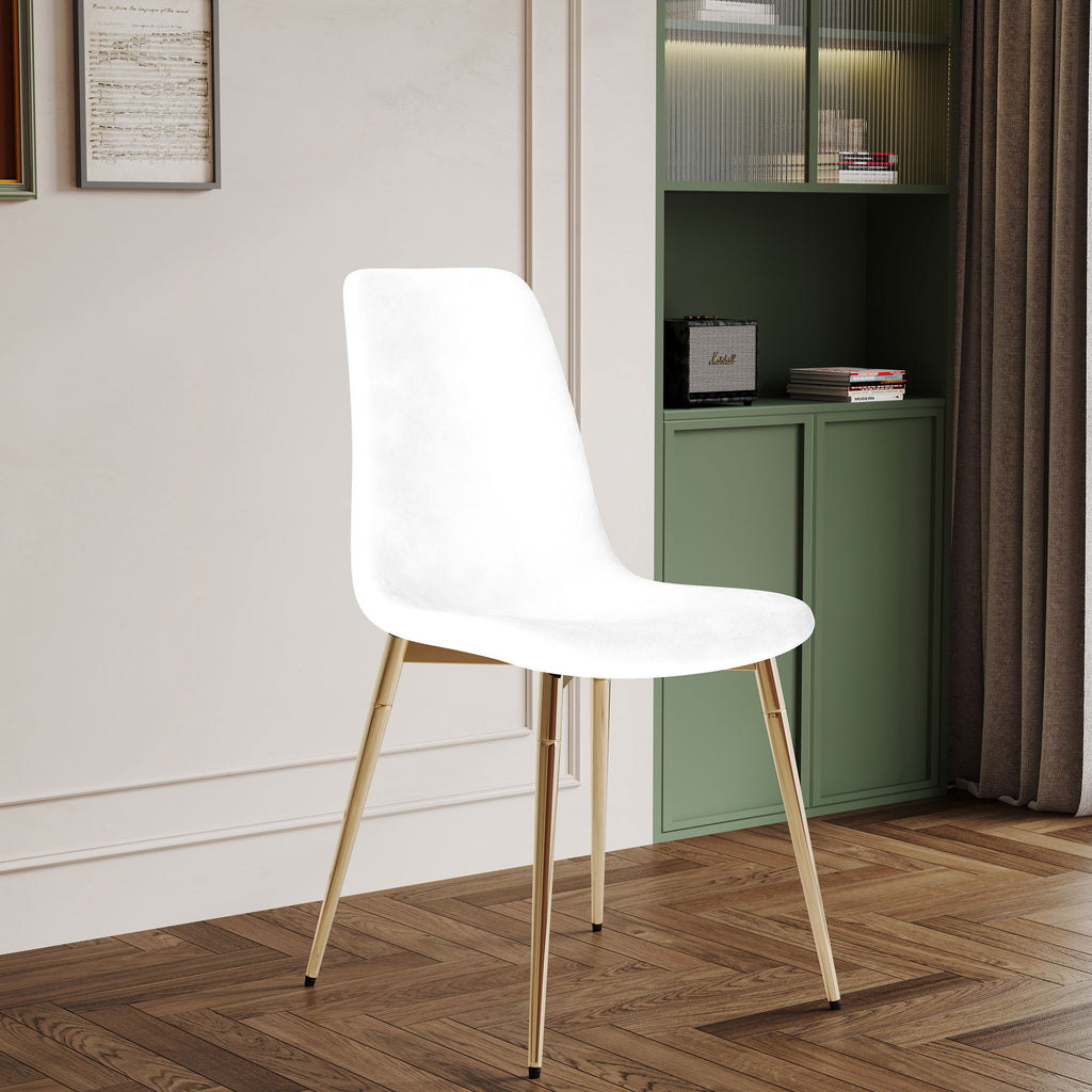 Fabric Dining Chairs, Upholstered Armless Accent Chairs, Classical Appearance And Metal Legs (Set of 4)
