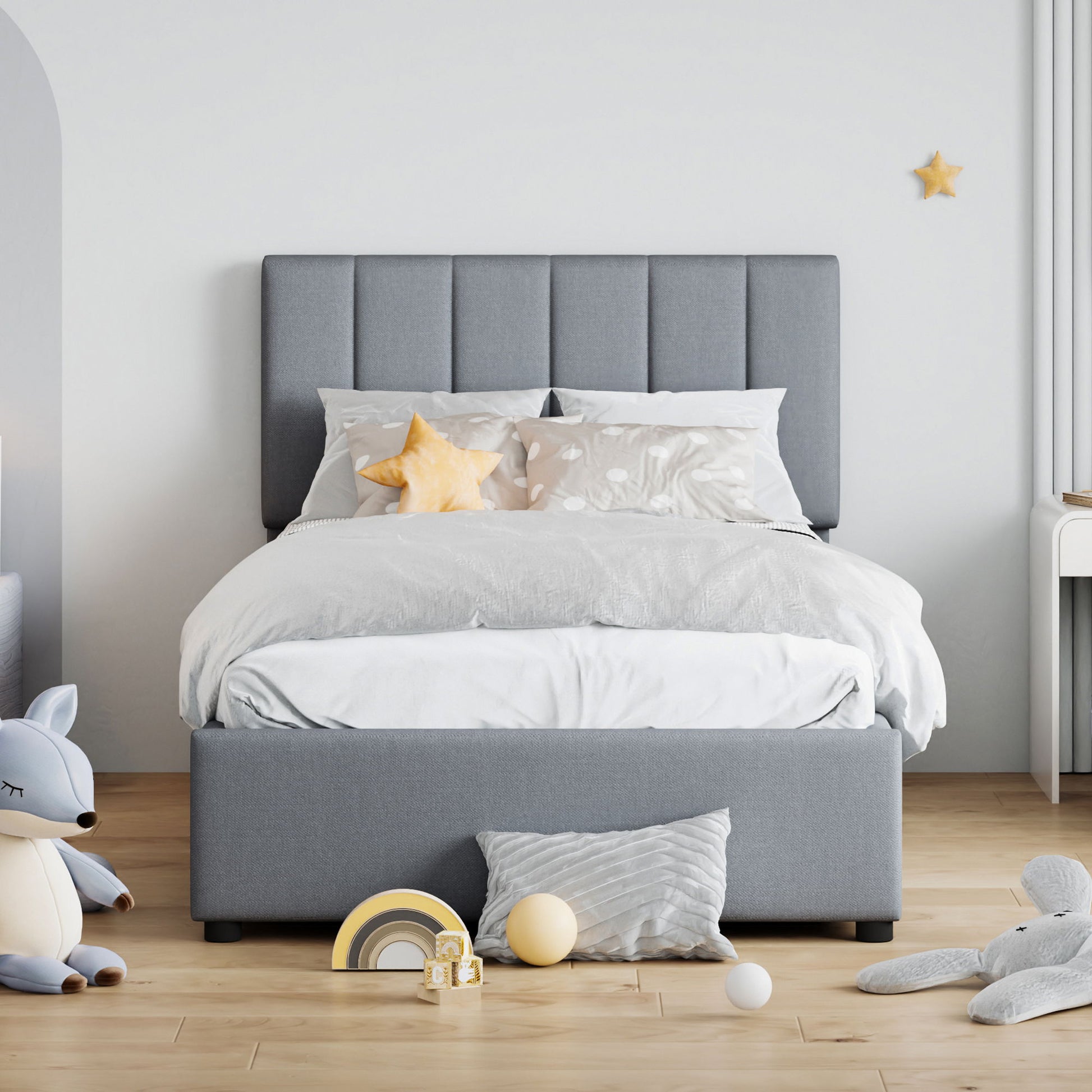 Upholstered Platform Bed With A Hydraulic Storage System