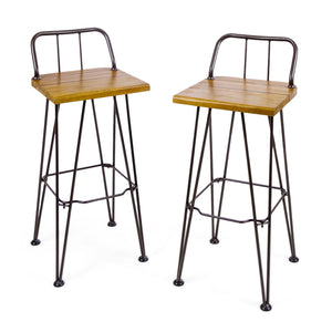 Outdoor Barstool With Angled Metal Legs - Brown