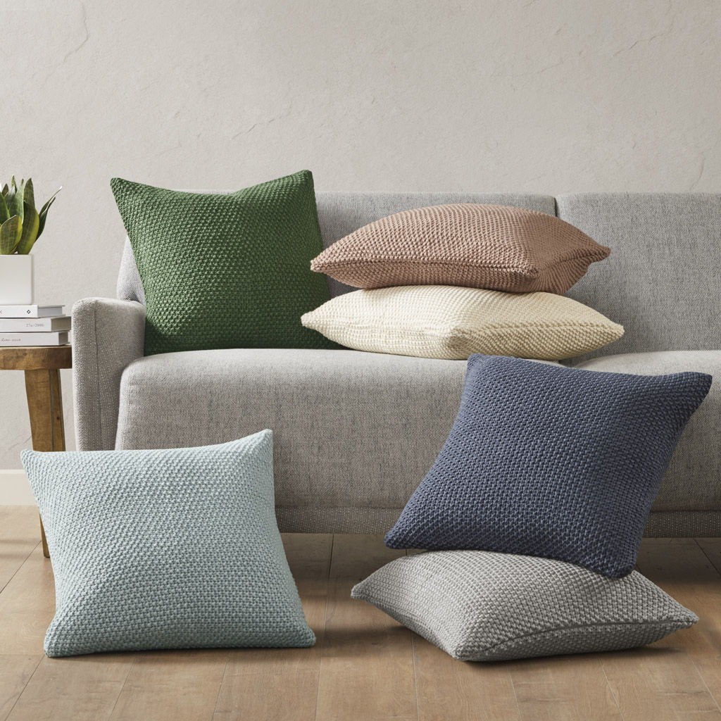Bree Knit - Square Pillow Cover - Light Blue