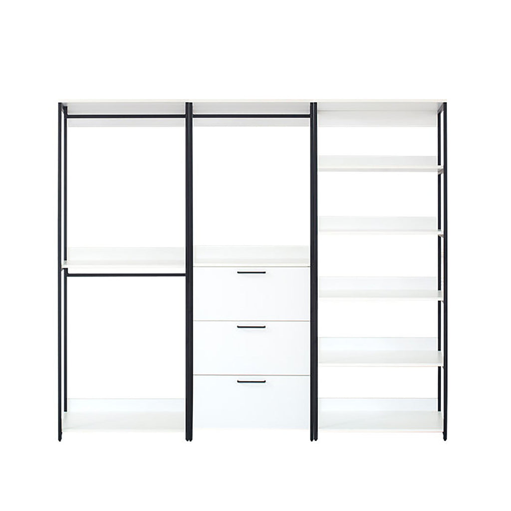 Fiona - Freestanding 3 Tower Wood Closet System With Metal Frame 7 Shelf Walk - White