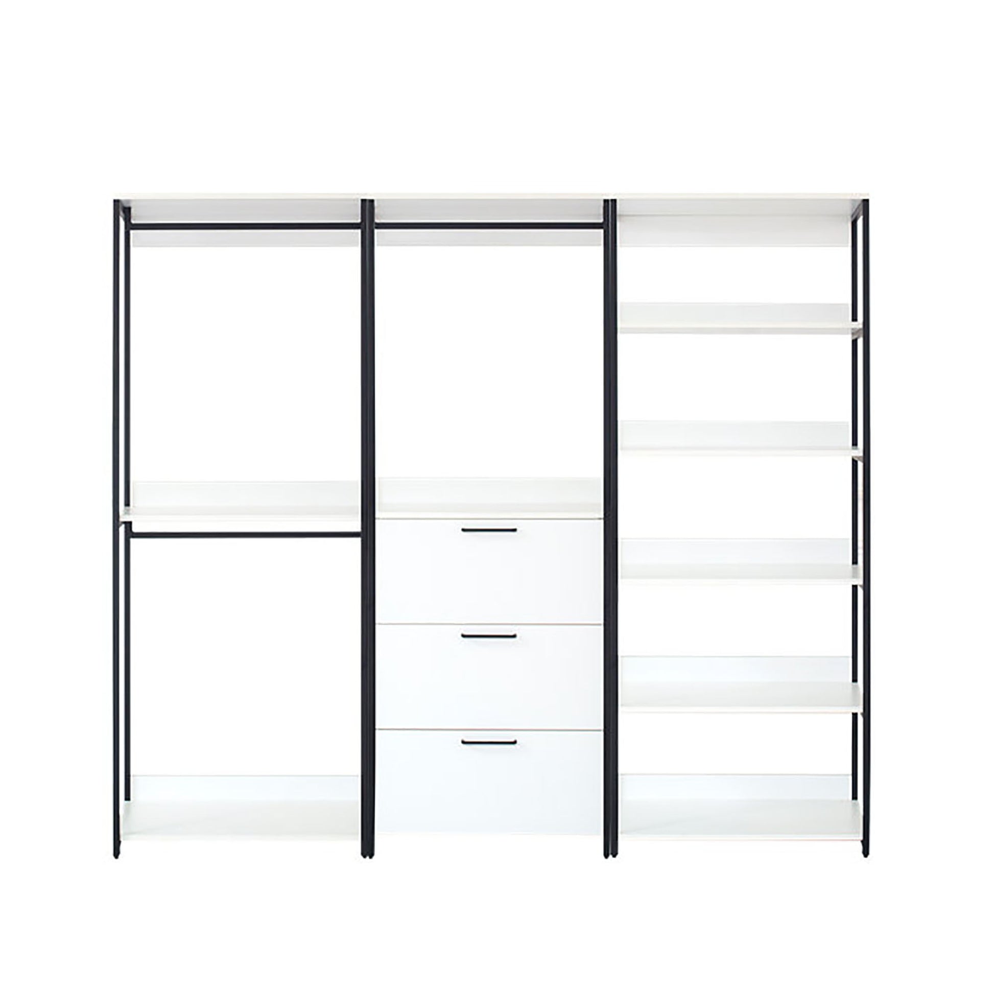 Fiona - Freestanding 3 Tower Wood Closet System With Metal Frame 7 Shelf Walk - White