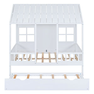 House Bed With Twin Size Trundle, Daybed