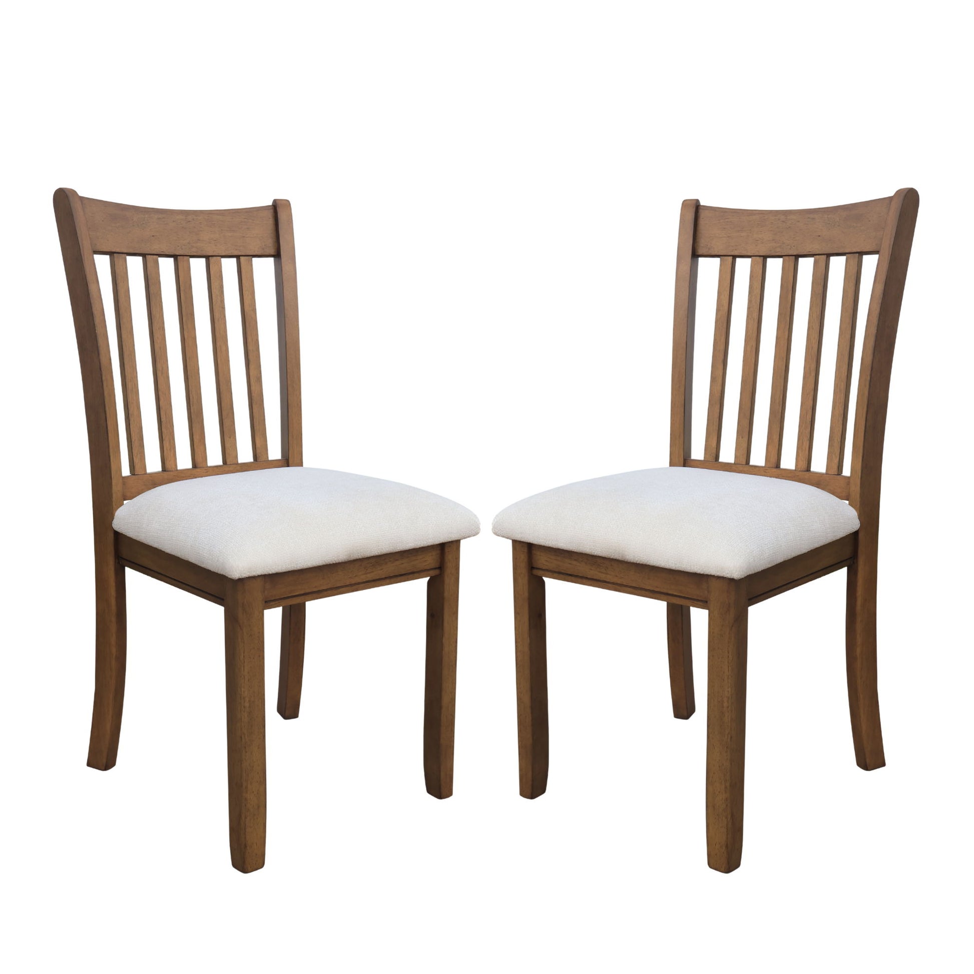 Modern Dining Chair, Wooden Back, Cushion Seats (Set of 2)