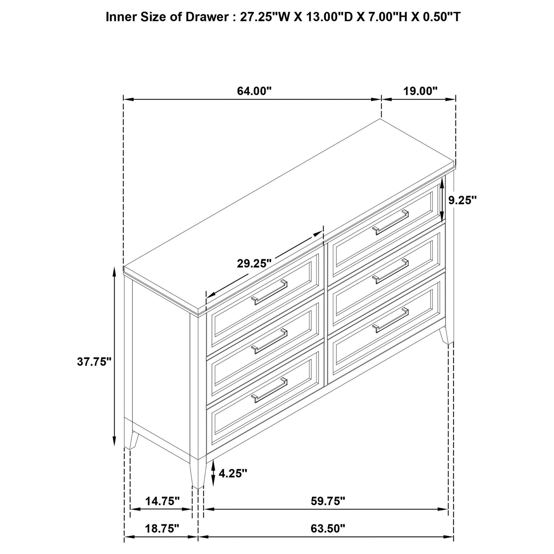 Inverness - 6 Drawer Bedroom Dresser - White