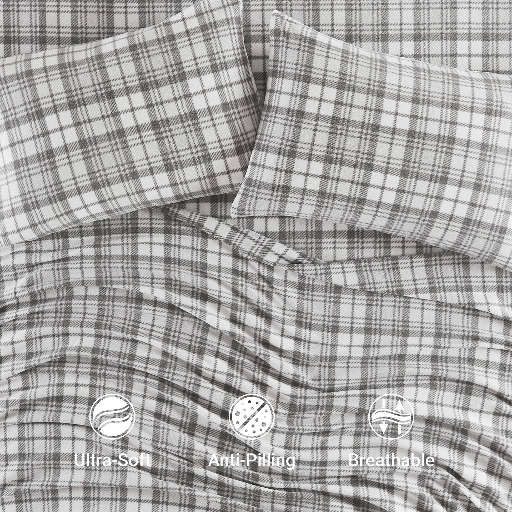 Micro Fleece - Sheet Set - Gray Plaid
