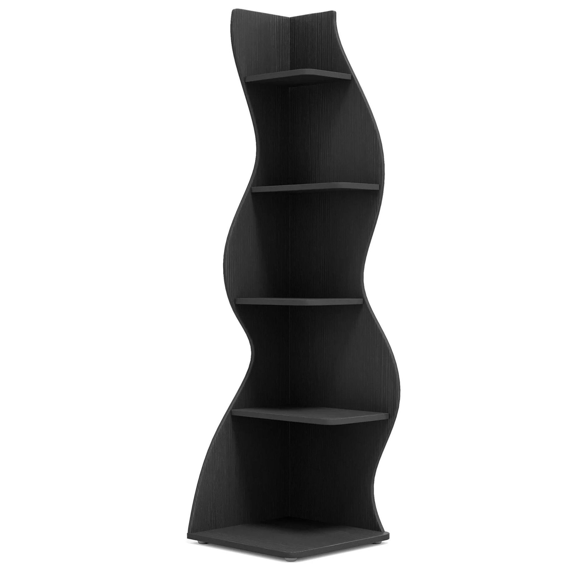 5 Tier Wavy Corner Bookshelf And Plant Stand For Living Room