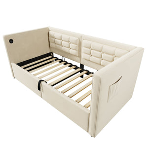 Upholstered Daybed With Hydraulic Storage And USB / Type - C Charging