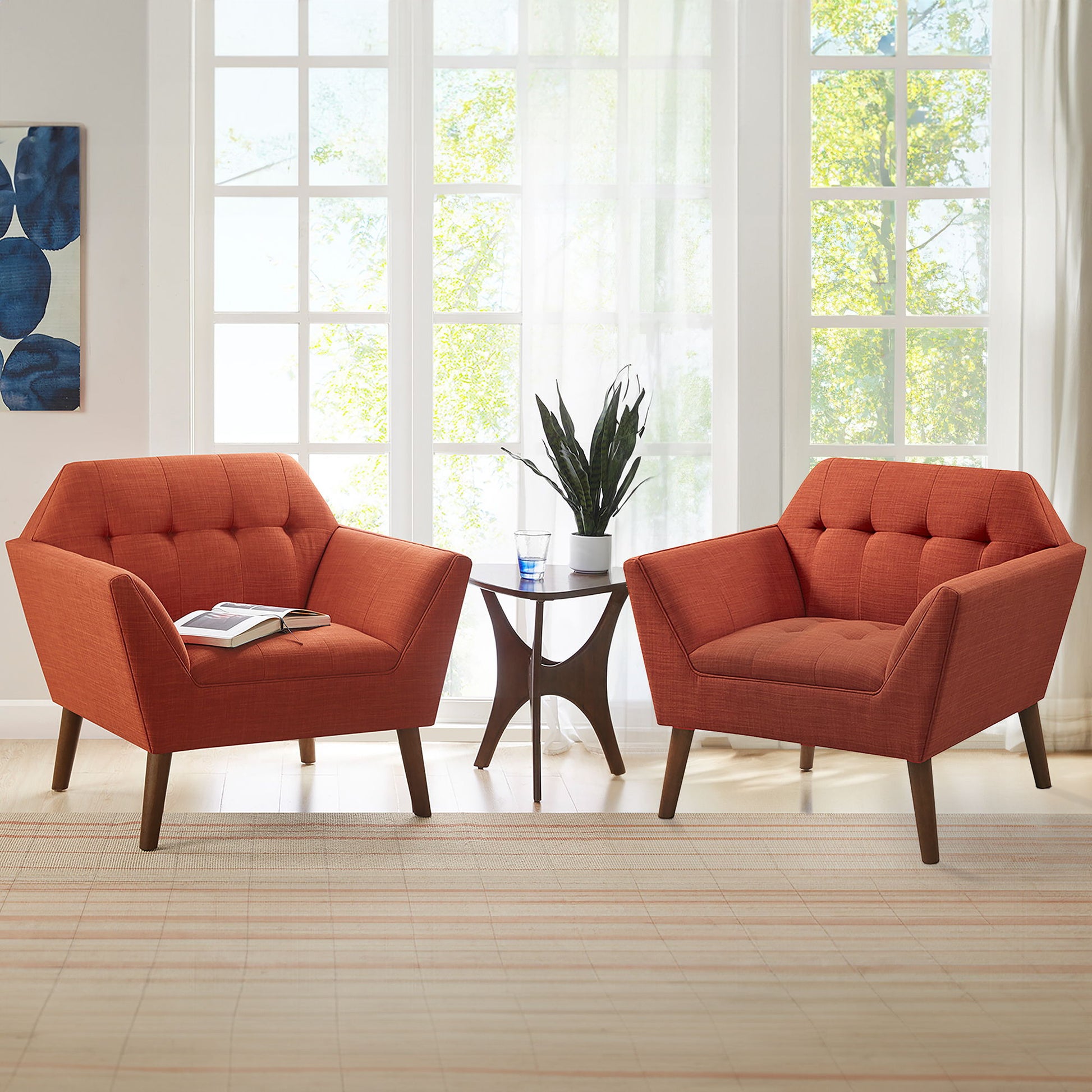 Newport - Wide Mid-Century Modern Lounge Chair (Set of 2) - Spice
