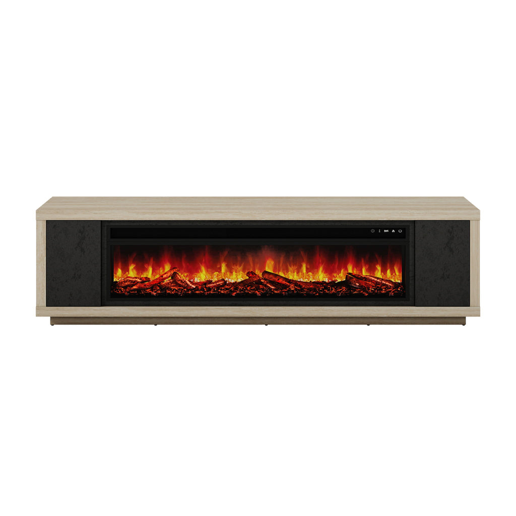 Fireplace TV Stand - Beige / Black