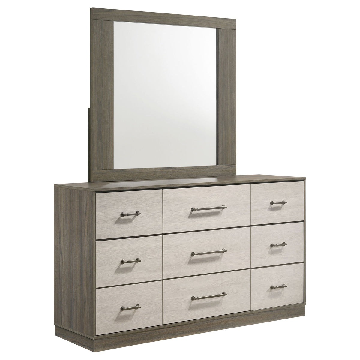 Edmondson - 9 Drawer Dresser With Mirror - Natural / Gray