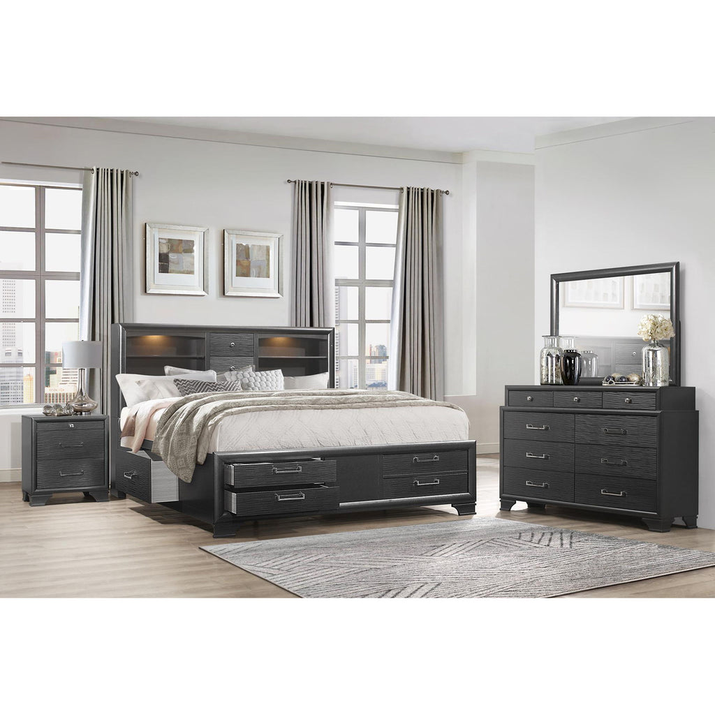 Civic - 5 Piece Storage Bedroom Set With Bookcase Headboard
