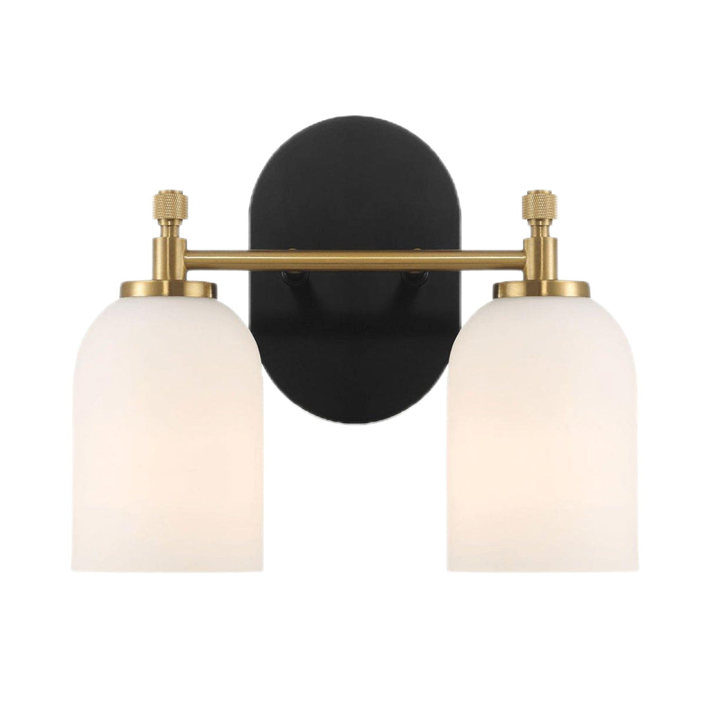 Vortex - 2 Lights Vanity In Style For Over Bathroom Mirror Wall Sconce - Black / Gold / White