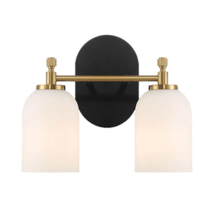 Vortex - 2 Lights Vanity In Style For Over Bathroom Mirror Wall Sconce - Black / Gold / White